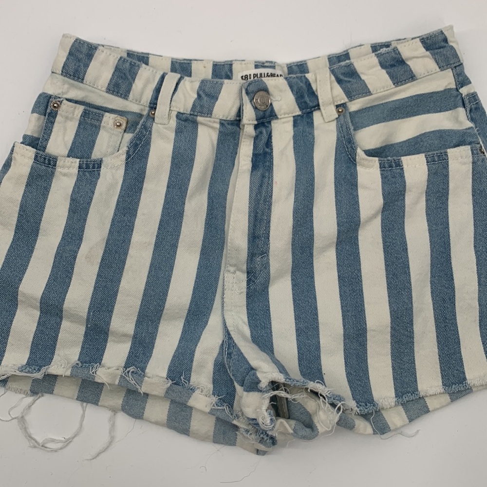 Pull & Bear Denim Shorts size 28 Stripe Jeans - Picture 4 of 6